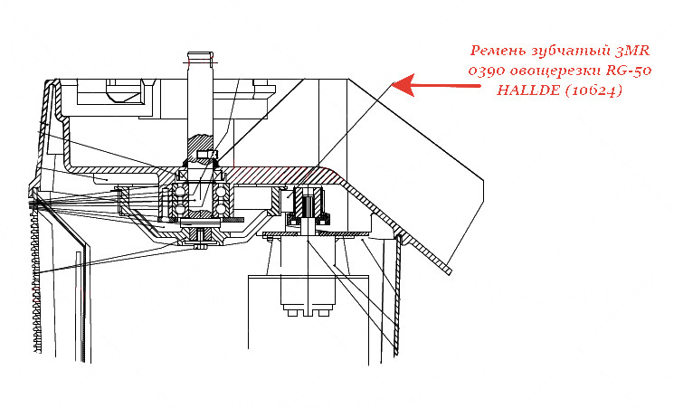 ЗУБЧАТЫЙ РЕМЕНЬ, 3MR 0390 для овощерезки Hallde