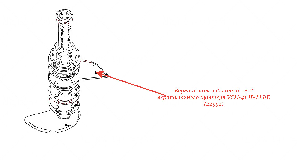 ВЕРХНИЙ НОЖ, ЗУБЧАТЫЙ, -4 Л для куттера Hallde