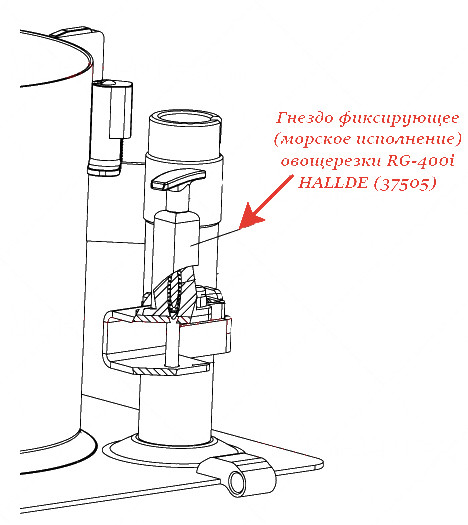 Фиксирующее гнездо (морское исполнение) для овощерезки Hallde