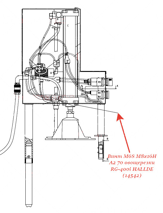 ВИНТ, M6S M8X16H A2 70 для овощерезки Hallde