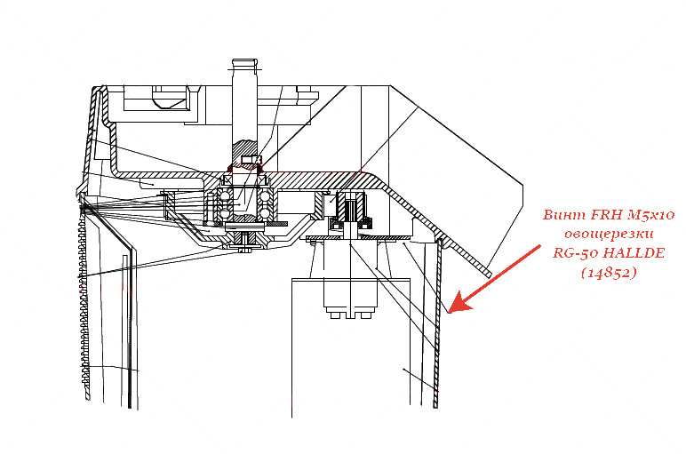 ВИНТ, FRH M5X10, ПОД ЗВЕЗД. КЛЮЧ для овощерезки Hallde