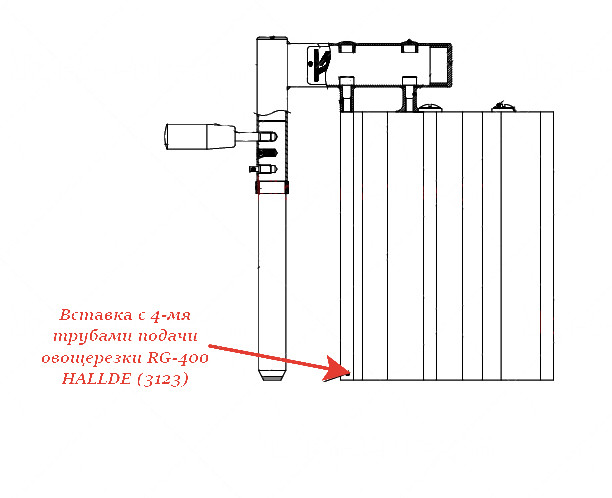 Вставка с 4-мя трубами подачи к RG-400 для овощерезки Hallde