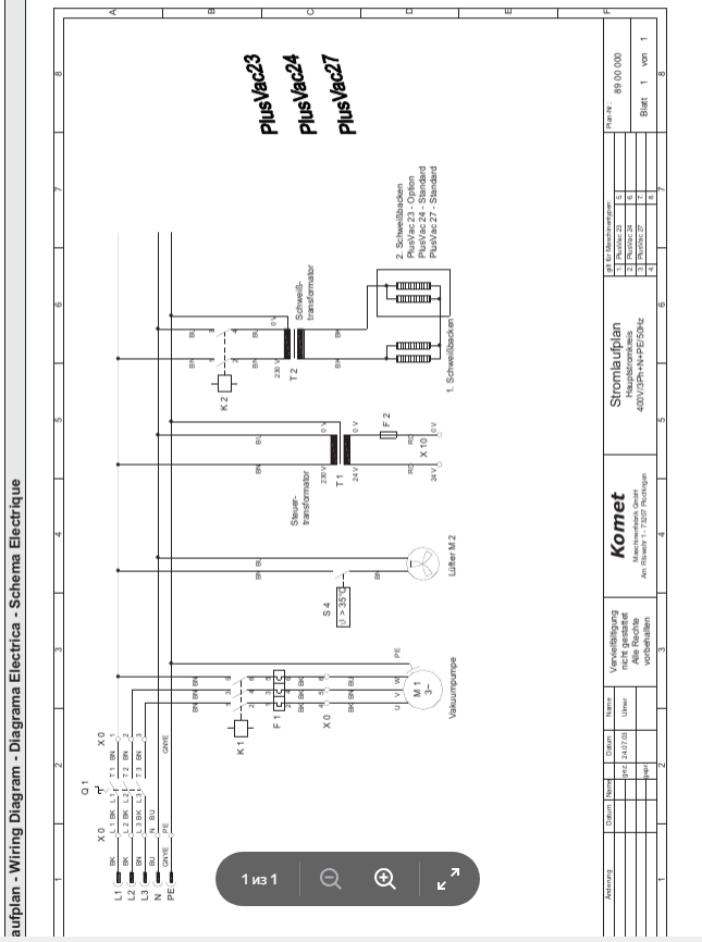 Деталировка для PV23-24-27 Schaltplan 400V-3Ph-N-PE Hauptstromkreis